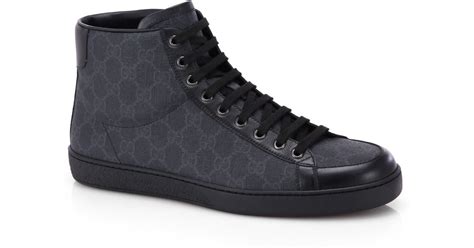 gucci high top sneakers black|Gucci canvas high top sneakers.